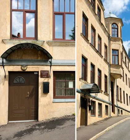 Sissepääs Väike ja Mäe tn ristumiskoha poolt